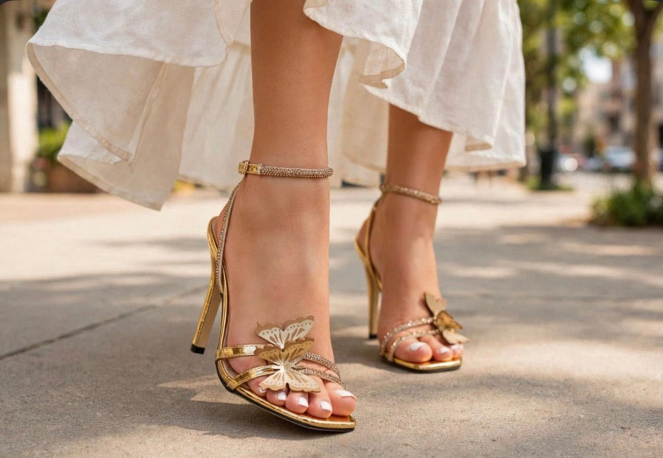 Sandali stiletto con farfalla